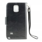 Wholesale Samsung Galaxy Note 4 Premium Flip Leather Wallet Case w Stand and Strap (Black)